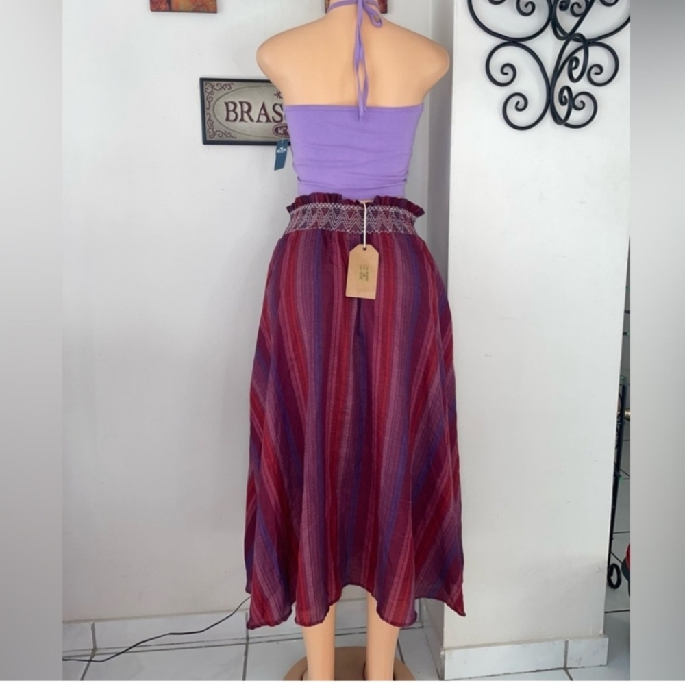 NWT Maxi Skirt Colorfull Woven fringe Boho Size L - Picture 4 of 6